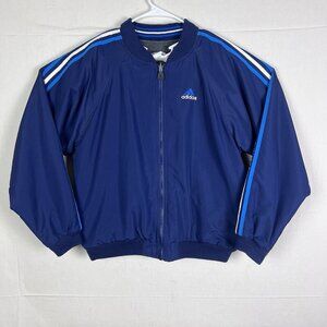 Adidas Reversible Jacket Men's Medium 90s Bomber Jacket Fleece‎ Grey Blue
